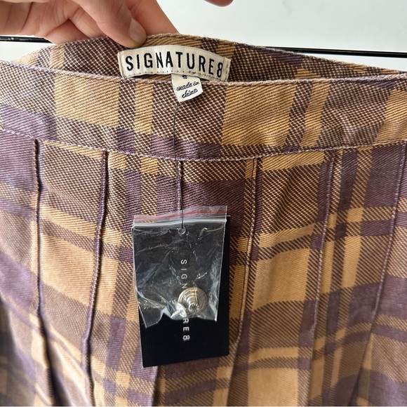 Signature8 Purple and Tan Checkered Mini Skirt - Picture 2 of 7